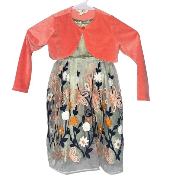 Taty by Tatyana Girl S (2/3) Dress Embroidered Floral Formal Special Occasion - Picture 2 of 8